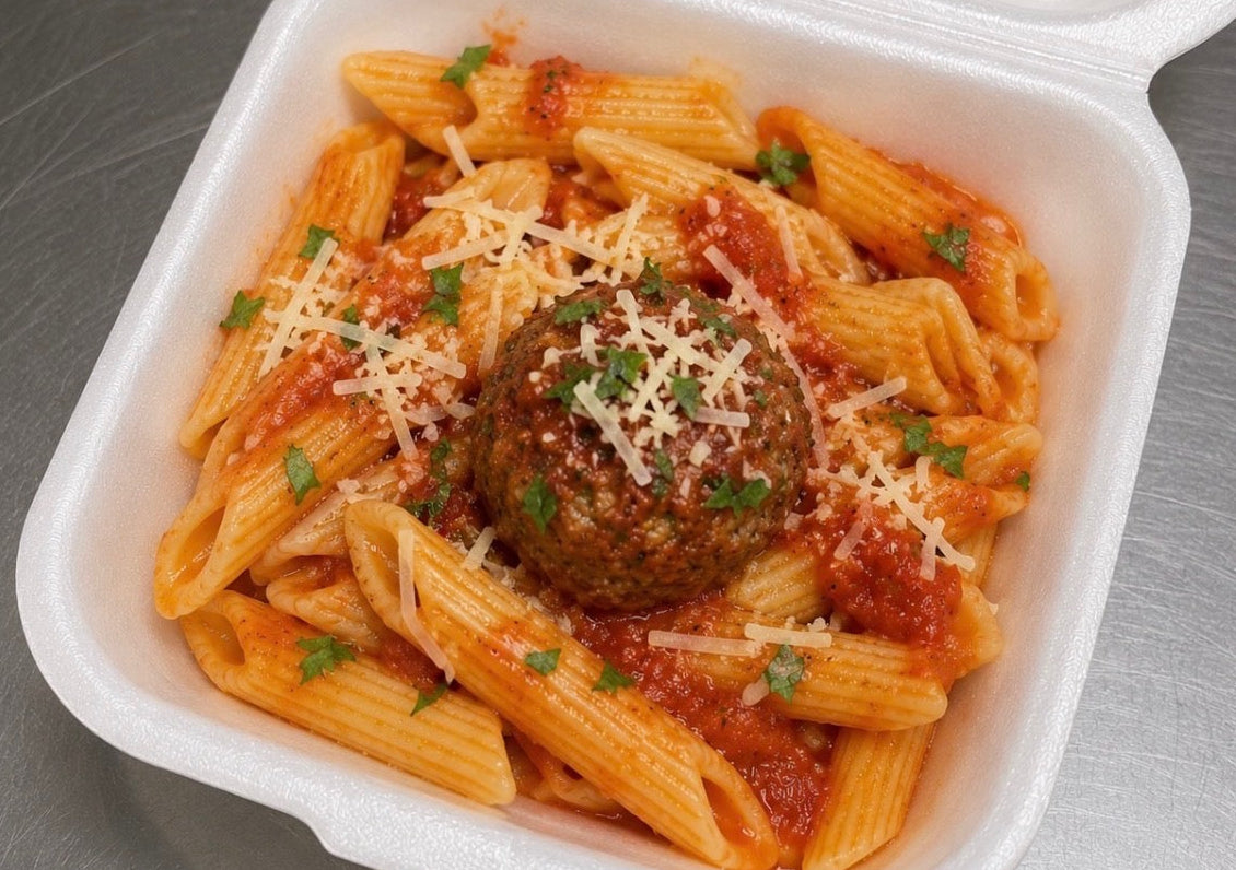 Small Penne Pasta and Meatball